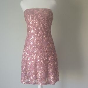 Windsor Strapless Rose Gold Sequin Dress